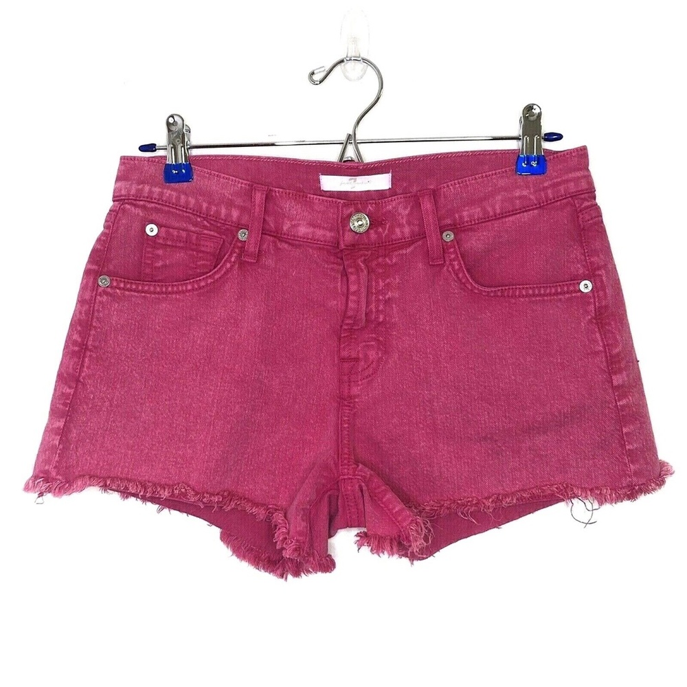 7 For All Mankind Hot Pink Denim Cutoffs Size 27